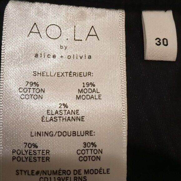 AO.LA by Alice + Olivia Black Velvet High Rise Skinny Pants - 30 - Picture 9 of 10